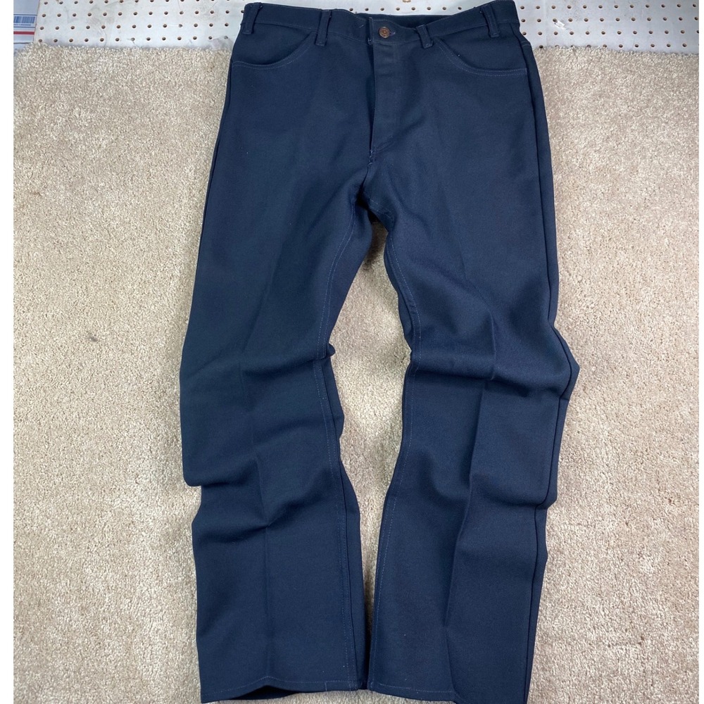 Vintage Levis Sta-Prest Navy Blue Pants Scovill Zipper Mens 31x32 Trousers